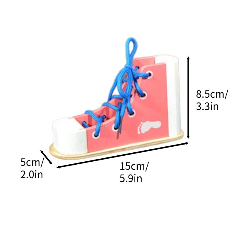 

Wooden Handcrafted Laces Shoe Toy Toddlers Early Education Gift Styles Multiple Pink