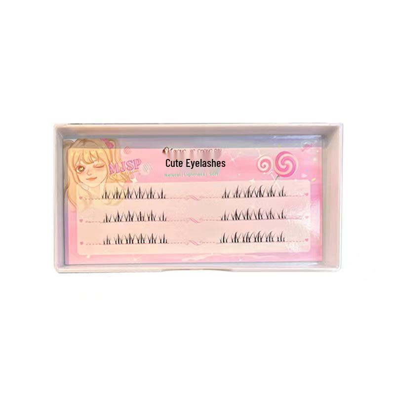 

Mengjie Shangpin Little Spark Natural Cluster Eyelashes - Single Segment Transparent Band for Daily Barbie Comic Eye Look.