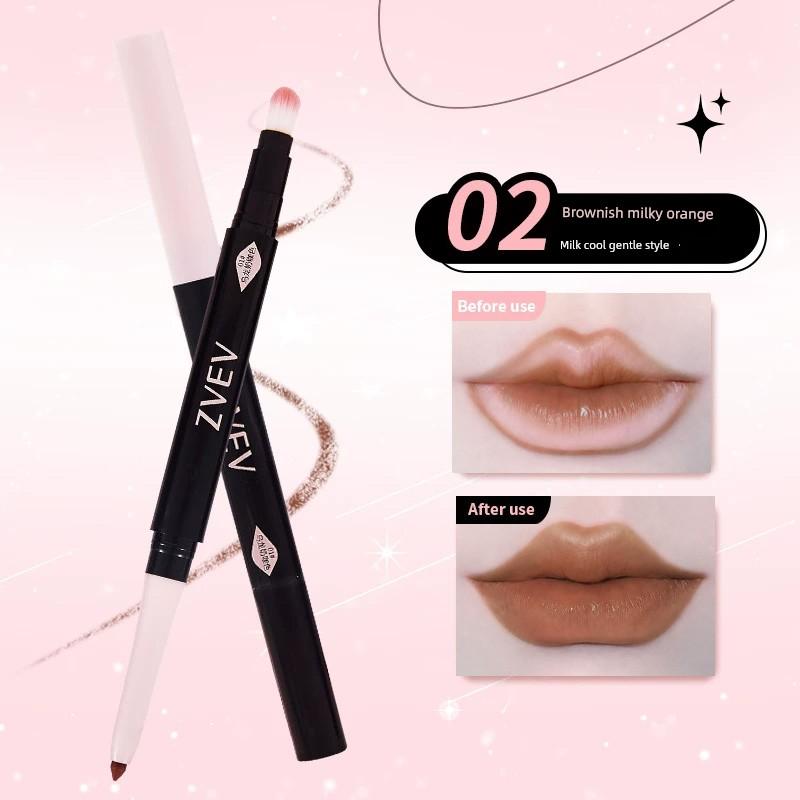 [the Lip Drawing Magic Tool] Double-Ended Lip Liner and Lip Brush Two-In-One To Outline the Lip Shape and Modify Lip Color, Waterproof and Non-Fading