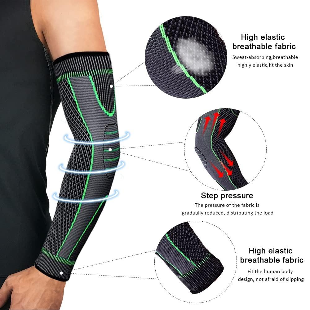2Pcs Compression Sleeve for Tendonitis -Sports Arm Protection - Elbow Support for Men/Women for Tennis Elbow, Bodybuilding