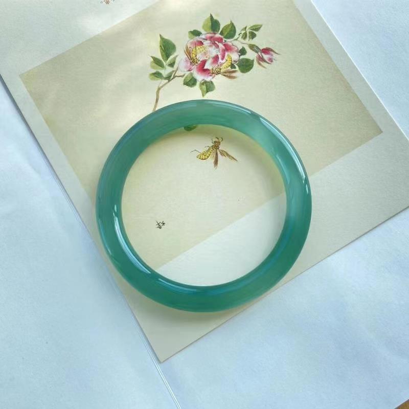 

Браслет Natural Icy Species Oil Blue Chalcedony 8MM, модный браслет с изумрудом и подвесками, женский подарок 52MM