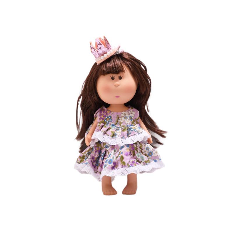 Spain Mia Potato Doll Clothes - 24cm Mia Dress-up Set: Purple Flower Dress & Crown