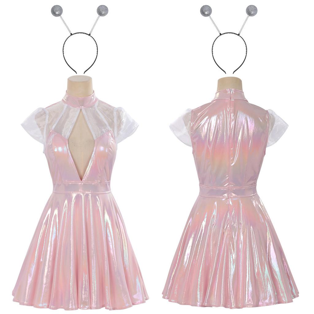Adult Children Metal Laser Dress For Electric Music Events And Fantasy Themed Parties