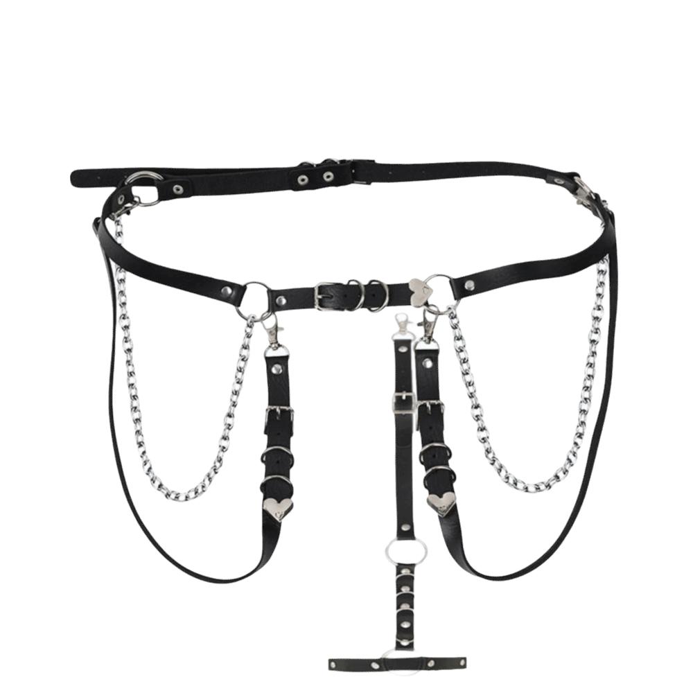 Hip Hop Skirt Belt Metal JK Leg Loop Personality Waist Chain  Girls