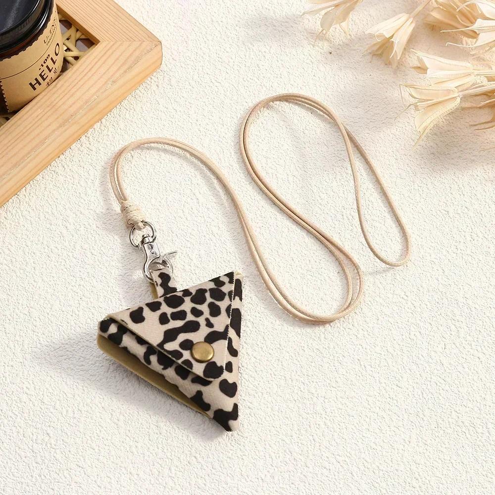 New Small and Cute Leather Coin Purse Pendant Necklace Sweater Chain Long Storage Bag Women's Headphone Cover Accessories