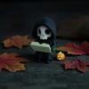 Durable 3D Print Skull Dark Style Halloween Ornament, Mini Printed Hooded Black And White Decor Compact Exquisite Details Sculpture, for Desk