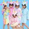 Unicorn Kids Unisex Bathrobe Girls Boys Hooded Pajamas Sleepwear Nightwear