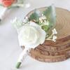 Anstecker Blumen Künstlich Weiße Rosen Seide Elfenbein Corsage Knopfloch Trauzeugen Anstecker für Herren Hochzeitszubehör