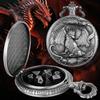 Metal Dice Set with Dragon Pocket Watch Case 7 Dices Portable Vintage Multi-side Game Dice Family Night Party Board Game