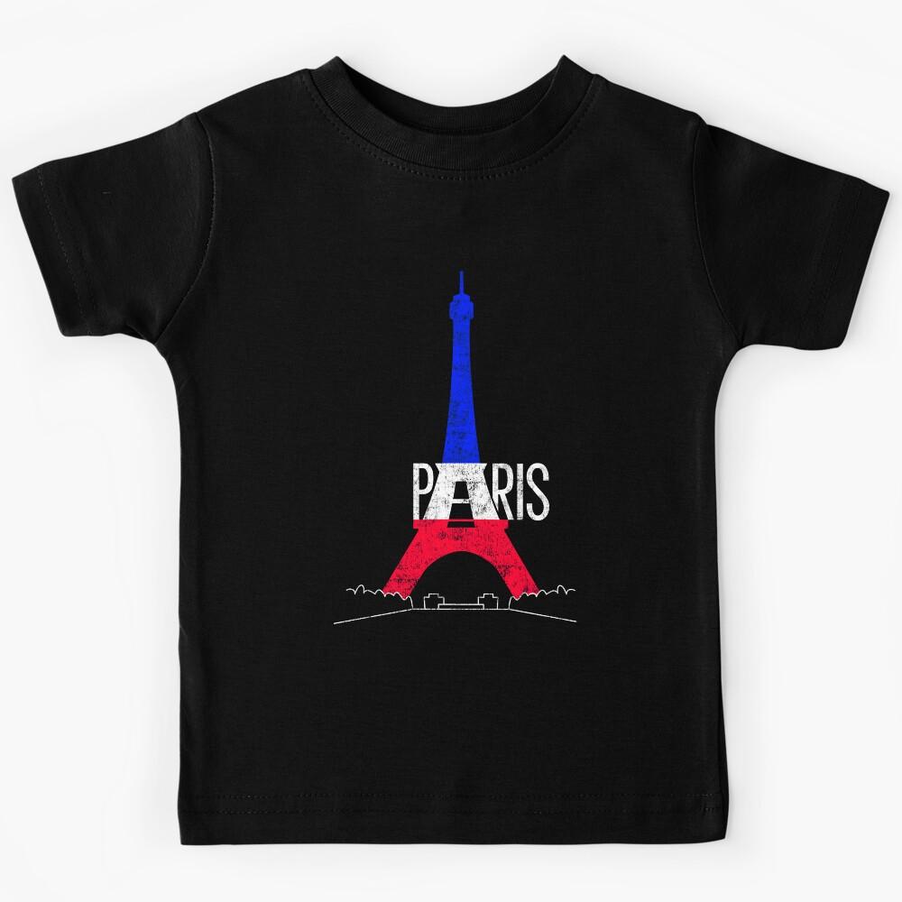 Paris Eiffel Tower France National Flag Souvenir Kids T-Shirt 100