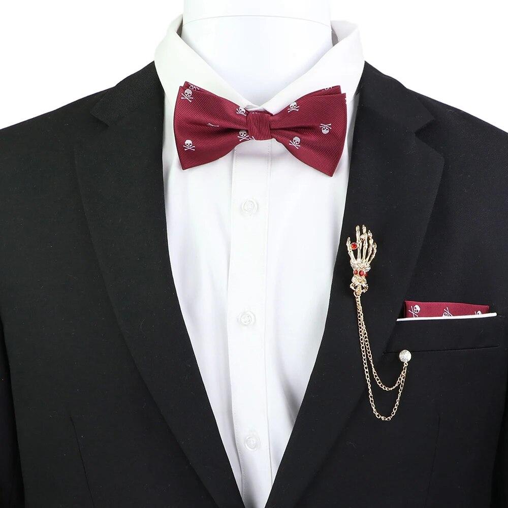 Набір краваток-метеликів, візерунок із зображенням черепа-дракона, чоловіки, платок із метеликами, брошка з китицями, весілля, вечірка на Хелловін,