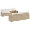 Ensemble de Canapé de Jardin 9 pièces Beige Rattan Poly Acacia, Canapé 2 places avec Coussins Beige Rattan Poly 3349434