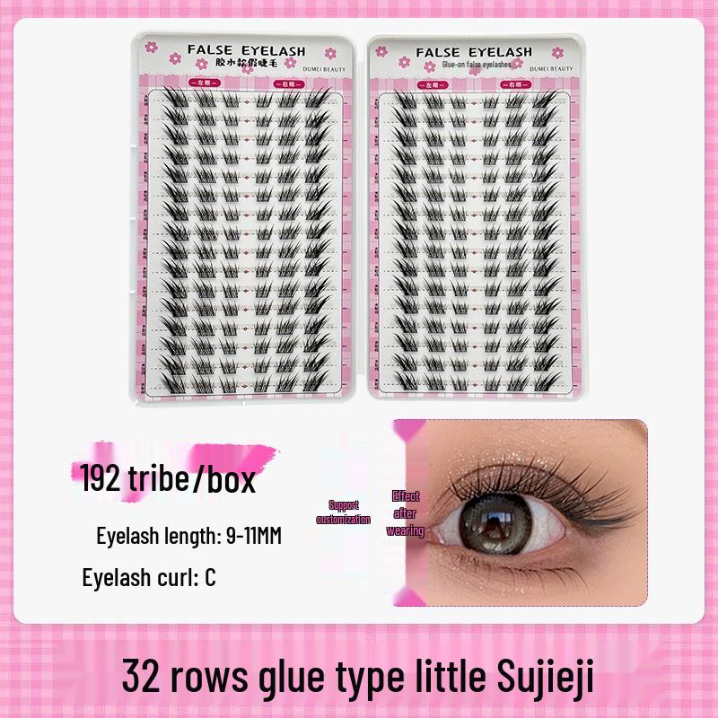 Cross-Border Large Capacity Glue Style False Eyelashes - 32 Rows Natural Lively Photogenic Comic Segmented Lashes
