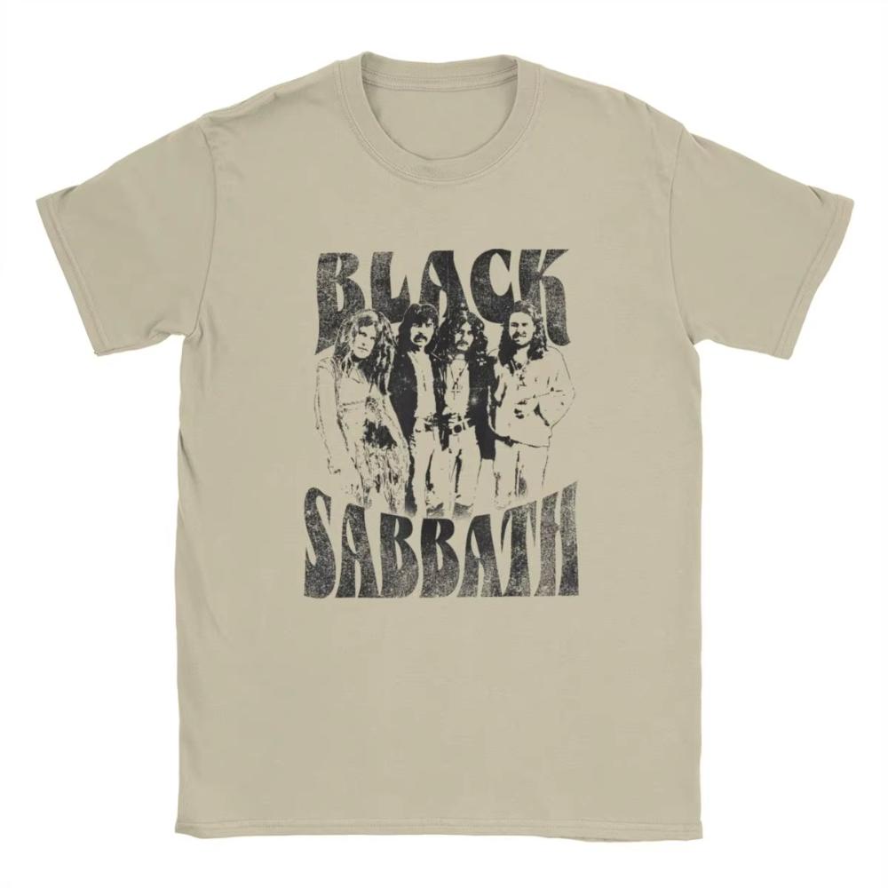 Official Black Group Photo TShirts Men Women British Rock Band Sabbathes Funny Cotton Crewneck Short Sleeve T Shirts Gift Merch
