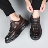 Men's top layer cowhide sports high-end business shoes with winter velvet men's casual leather shoes