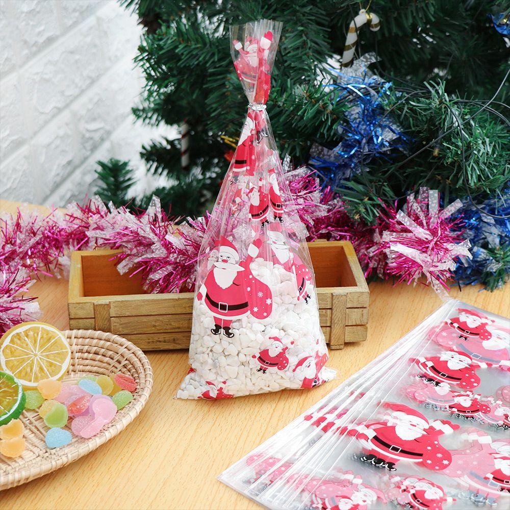 Merry Christmas Santa Claus Snowman Plastic Baking Packaging Xmas Candy Bags Snack Cookies Storage