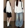 Women's Heavyweight Long-Staple Cotton White Long-Sleeve T-Shirt, Loose Fit, Ideal for Spring and Autumn, 2025 Style.