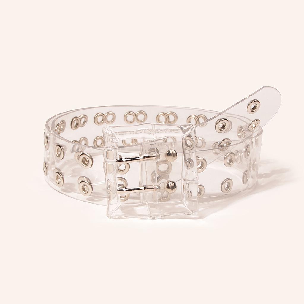 New Resin Buckle Transparent Double Exhaust Eyes Wide PVC Fashion Women's Belt Belt
