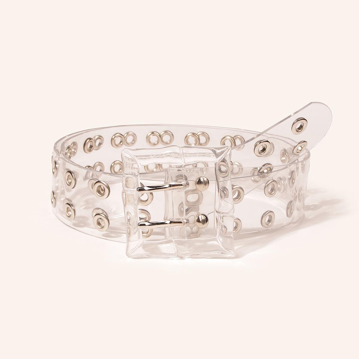 

Новая смоляная пряжка прозрачный двойной выхлоп широко раскрытые глаза ПВХ модный женский ремень ремень 100cm