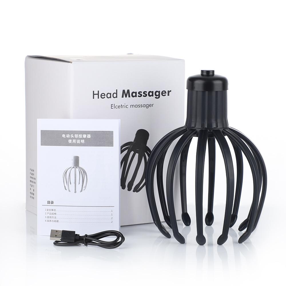 Octopus Head Decompression Massager Rotary Ball Relaxation Massager Intelligent Electric Head Massage Tools чёрный