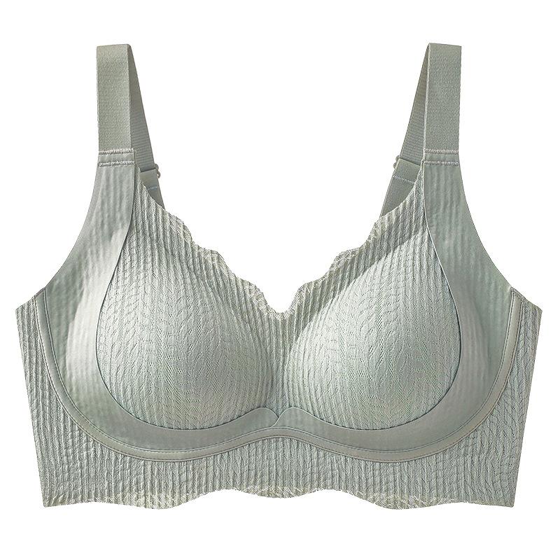 

Женское нижнее белье больших размеров, бюстгальтер с фиксированной чашкой, предотвращающий провисание груди, тонкий бесшовный бюстгальтер, бюстгальтер без косточек, пуш-ап 6XL зелёный