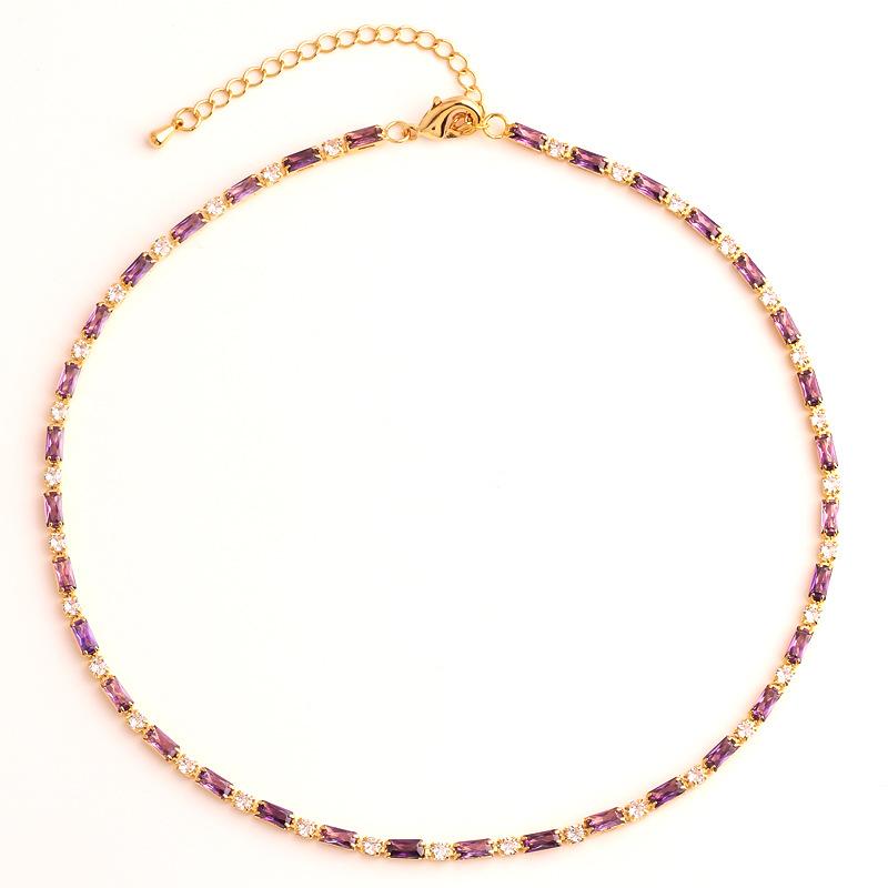 Gold Plated Turquoise Baguette CZ Tennis Choker Necklace – Dainty Summer Jewelry, Sparkle Gift for Women