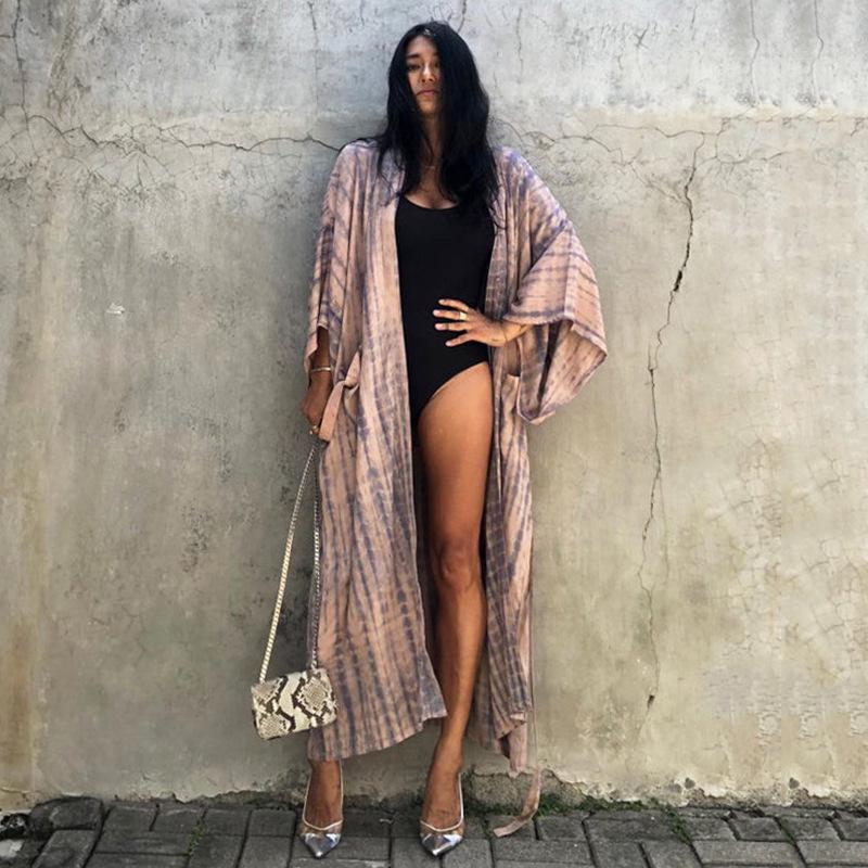 

Кружевной кардиган с принтом, пляжная накидка на шнуровке: Рубашка для защиты от солнца в европейском и американском стиле One Size