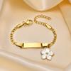 Vnox Free Custom Cute Baby Bracelets With Flowers, Stainless Steel Engraving Nameplate, Birthday Gifts For Children