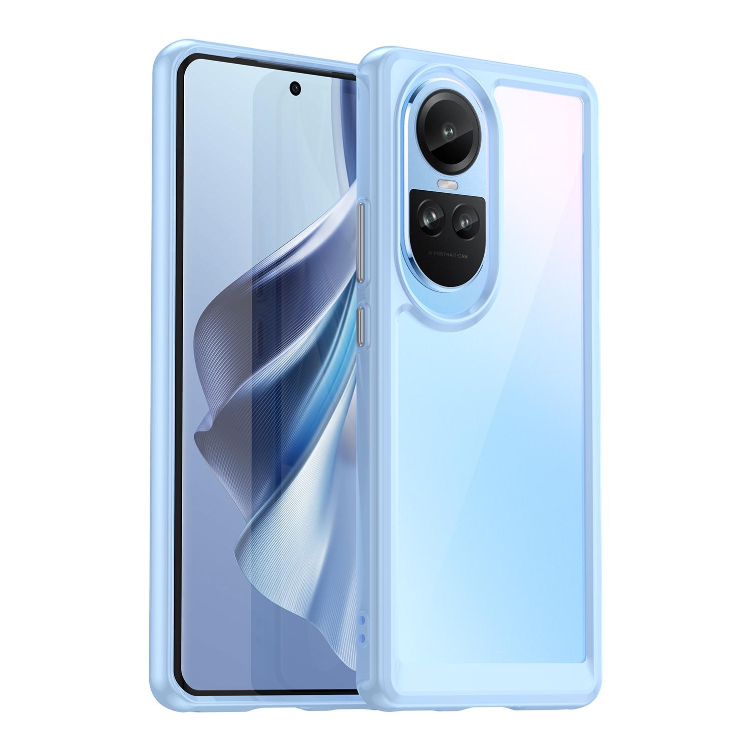 

For Oppo Reno10 Pro 5G (Global)/Reno10 5G (Global) TPU+Acrylic Hybrid Case Drop-proof Mobile Phone Back Protector Cover Blue