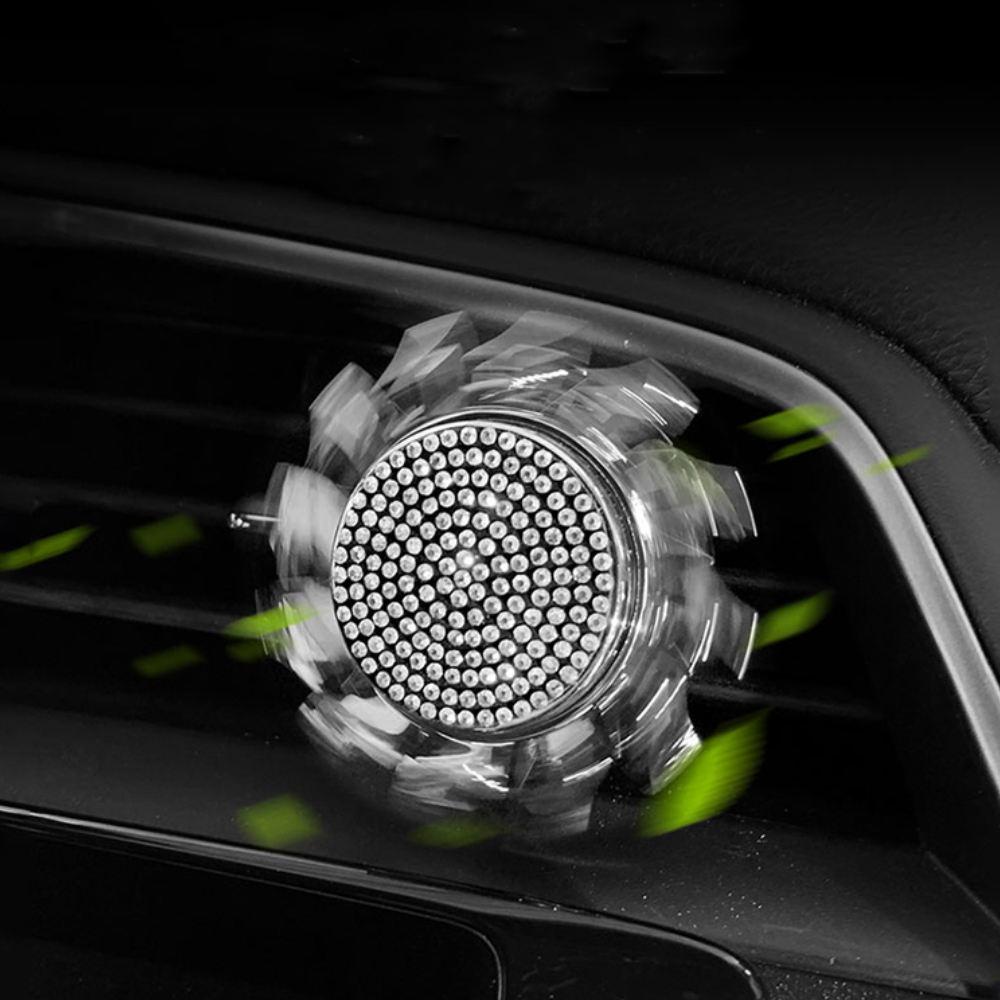 Car Air Freshener Spinning Car Vent Clip Fragrance Diffuser Bling Diamonds Stying Fan Shape Auto Decor Interior Accessories