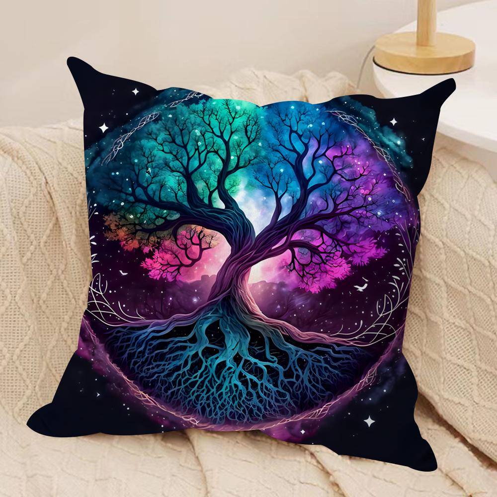 Tree Of Life Abstract Cushion Cover Silky Short Plush Invisible Zipper Dustproof Sofa Pillow Case For Home Decor