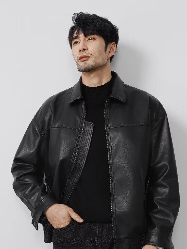 Chaqueta de Motocicleta de Cuero PU de Moda para Hombre con Solapa Genial - Colección Primavera y Otoño