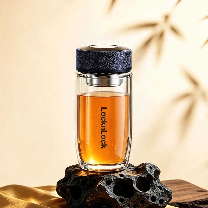 LocknLock Double-Walled Glass Tea Infuser Tumbler