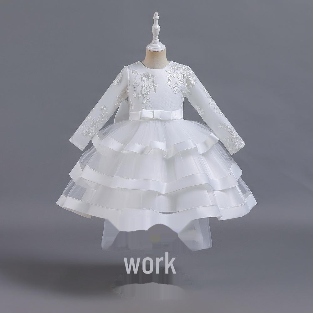 

Платье принцессы из тюля с длинными рукавами для девочек в возрасте одного года - пышный костюм для девочек-цветочниц 110 cm