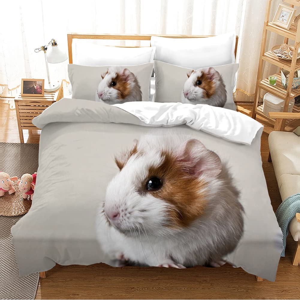 Guinea Pig Duvet Cover Set Cute Kawaii Wild Animal King Queen Size For Kids Boys Girls Polyester Comforter Cover With Pillowcase