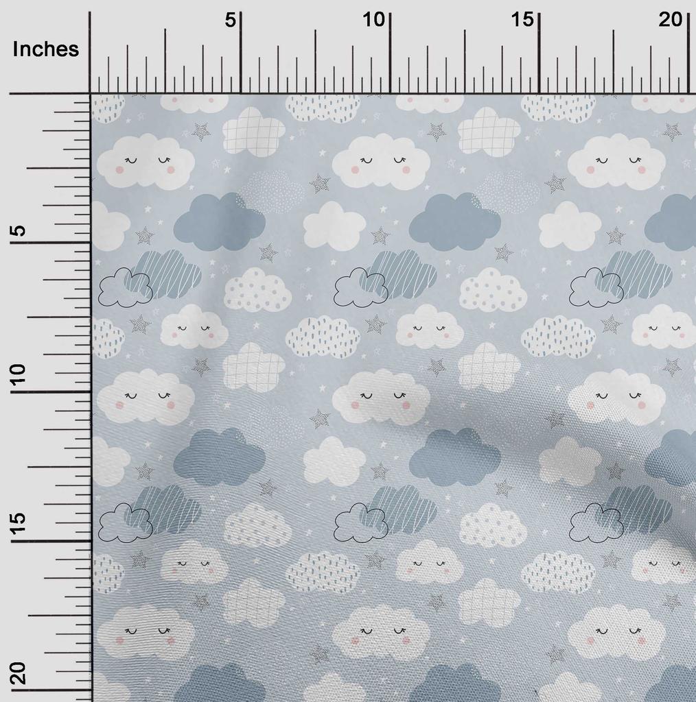 oneOone Baumwoll-Popeline Hellgrauer Stoff Kawai Kleidermaterial Stoffdruckstoff Meterware 42 Zoll