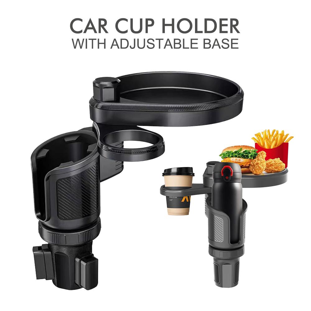 Car Cup Holder Adjustable Base Easy to Install Food Tray Car Cup Holder Expander for Snacks Water Bottle Mugs Coffee Cups Keys