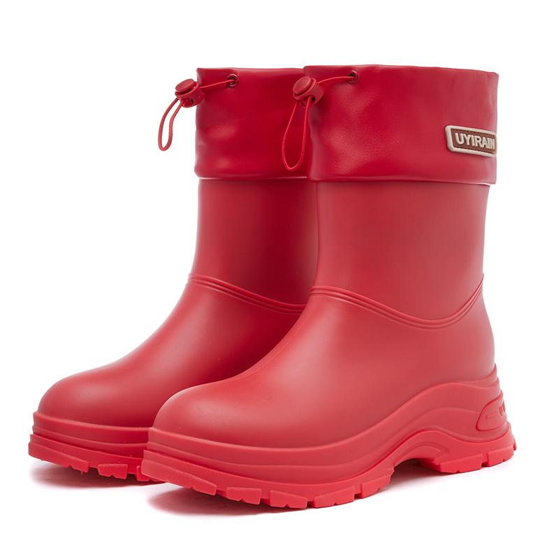 Factory Sale Fashion Women Rain Boots Various Widely Used Made In China Red Belted Rain Shoes