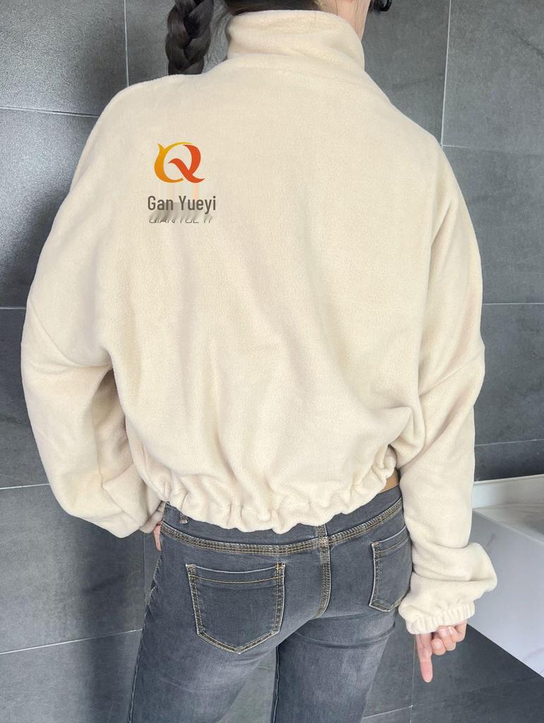 Damska sportowa kurtka polarowa na jesień/zimę 2024 ze stójką i podszewką z pluszowego aksamitu