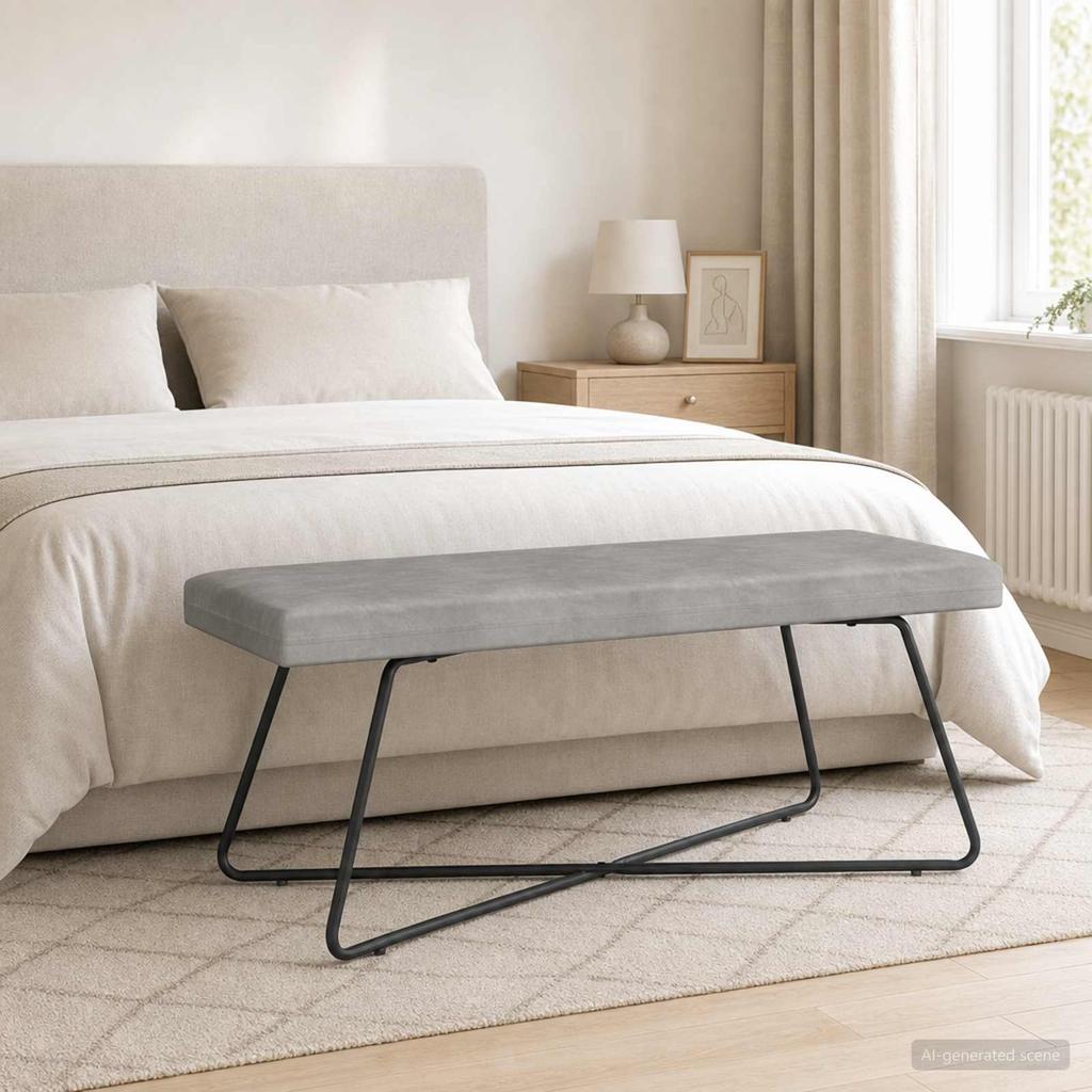 Bench Light Gray 110 X 40 X 45 Cm Velvet
