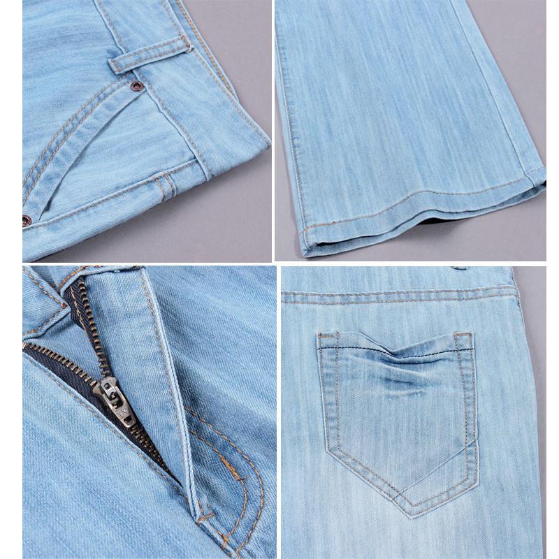 Men's Big Flared Jeans Boot Cut Leg Flared Loose Fit Mid Waist Light blue Denim Jeans