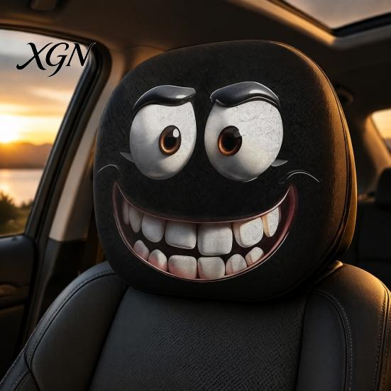 Funny Car Prank Gifts 4 Pcs Halloween Headrest Covers, Creepy Ghost Face Seat Easy Install Covers Protector, Universal Auto Decor for SUV Truck,