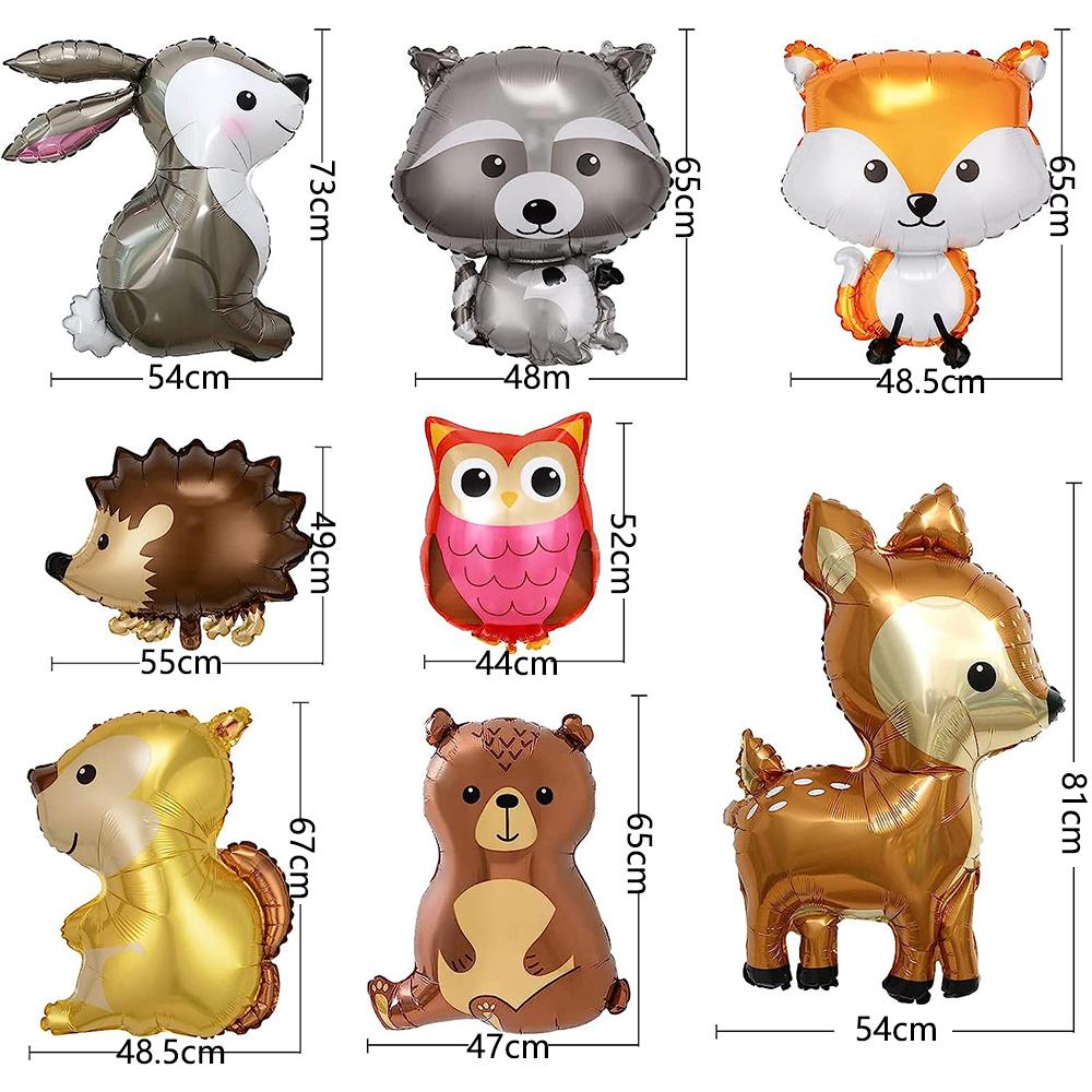 Animal Foil Balloons Large Jungle Birthday For Forest Theme Party, 8Pcs