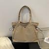 Minimalist Nylon Tote Bag with Drawstring Sides Large Capacity Shoulder Purse Versatile Daily Casual Bag for Women Work Commuter