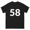 Number 58 Player Sport Team Uniform T-shirt, Black 100% Cotton Heavyweight