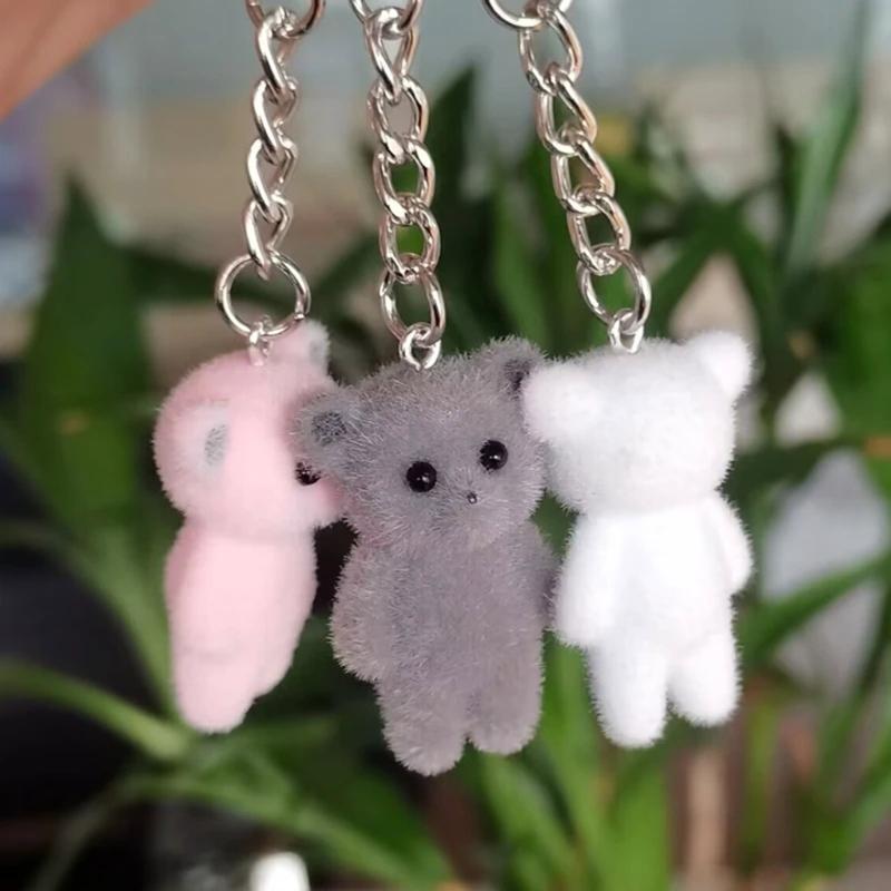 Handmade Kitten Cat Charm Keychains Lovely Ornament Women Car Keyring Backpack Handbag Charm Pendant Keys Holder