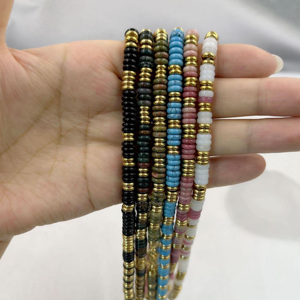 Colorful Semi-Precious Stone Beaded Necklace - Handmade Vintage Clavicle Chain with Optional Multi-Color Design