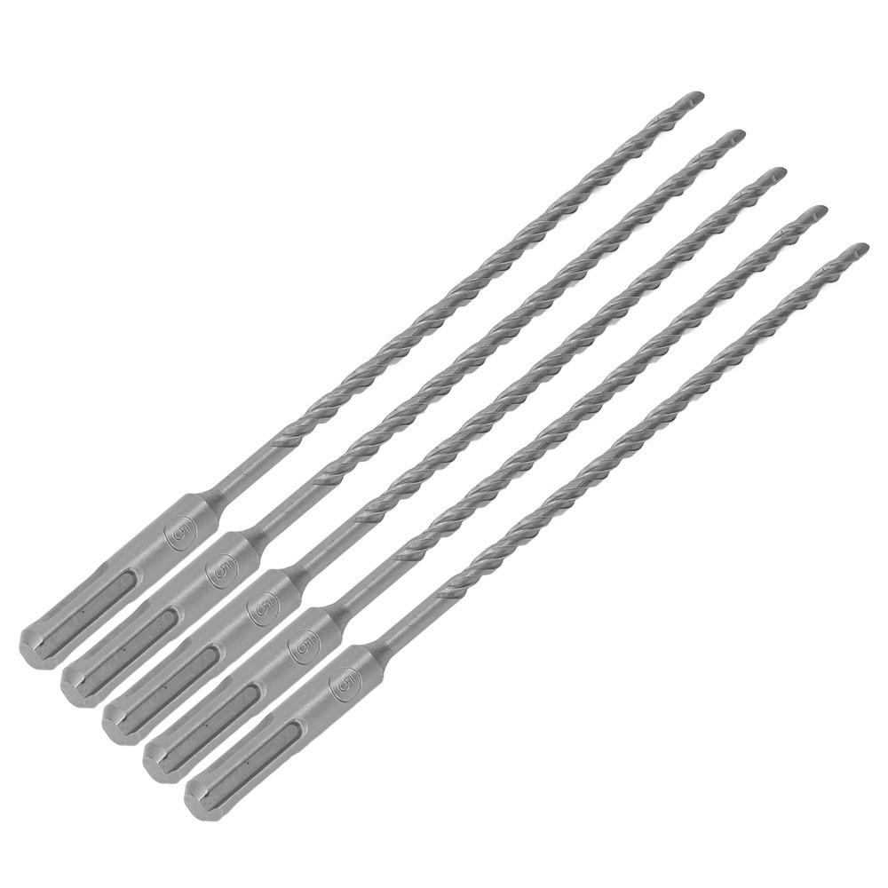 5pcs Carbide Tip Impact Drill Bits Double Flute Spiral Masonry Drill Bits  For Concrete