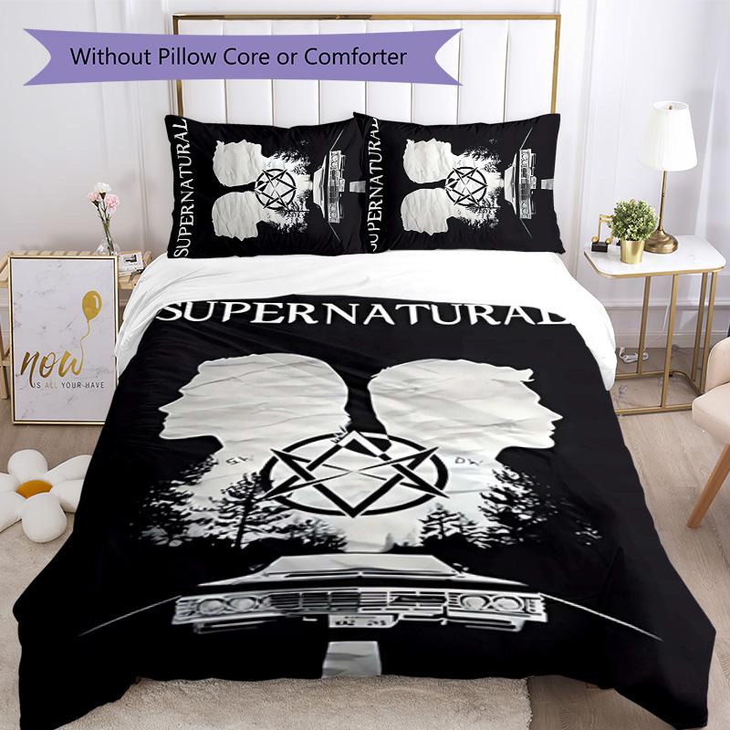 Supernatural 3pcs Bedding Set Duvet Cover Closure Includes 1 Duvet Cover & 2 Pillowcases for All Seasons Bedroom Home Dorm Decor