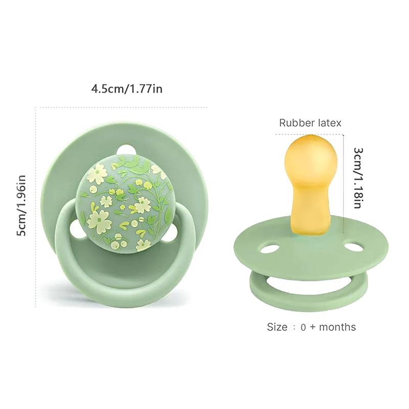 0-3 Year Old Imitation Breast Milk Macaron Color Printed Natural Latex Pacifier Small Flower Shape Dust Lid Gift For Babies